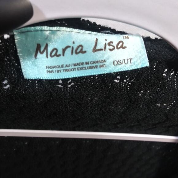 Maria Lisa Black Open Front Knit Sweater Crop Cardigan Size OS - Picture 5 of 5